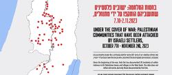 Yesh Din's data-sheet charts tracing the outcomes of law-enforcement cases involving Israeli civilians and Palestinian victims, from complaints and investigations through indictments and convictions,
